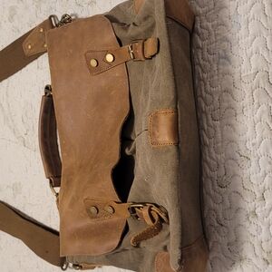 Vintage Leather and Canvas Messenger Bag